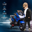 Battery-Operated Kids Ride-On Motorbike with Training Wheels Blue Magic Cars 9
