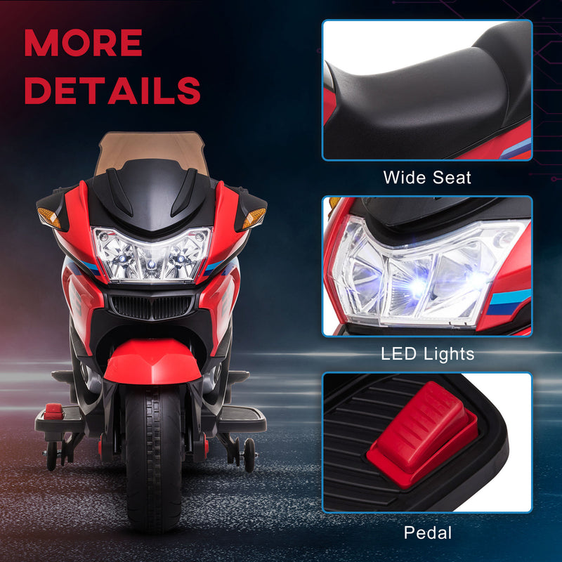 Battery-Operated Red Kids Ride-On Motorbike with Training Wheels Magic Cars 7