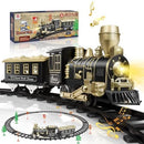 Black and Gold Battery-Operated Train Set with LED Lights and Sound on Curved Tracks Magic Cars 2