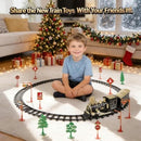 Black and Gold Battery-Operated Train Set with LED Lights and Sound on Curved Tracks Magic Cars 4