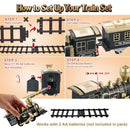 Black and Gold Battery-Operated Train Set with LED Lights and Sound on Curved Tracks Magic Cars 5
