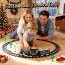 Black and Gold Battery-Operated Train Set with LED Lights and Sound on Curved Tracks Magic Cars 7