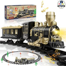 Black and Gold Battery-Operated Train Set with LED Lights and Sound on Curved Tracks Magic Cars Variant 0