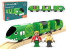 Electric Train Set Compatible with Wooden Tracks, Motorized Toy Train for Children Magic Cars 2