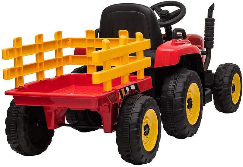 12V Battery-Powered Kids Electric Ride-On Tractor with Trailer and Remote Control Magic Cars 15