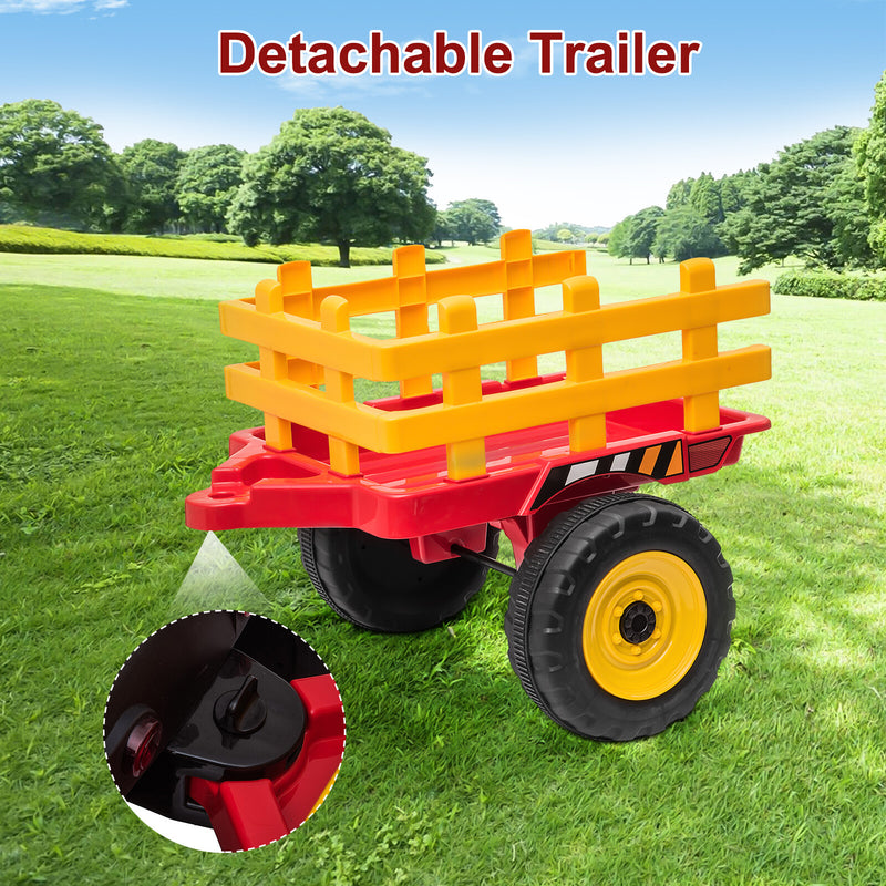 12V Battery-Powered Kids Electric Ride-On Tractor with Trailer and Remote Control Magic Cars 6