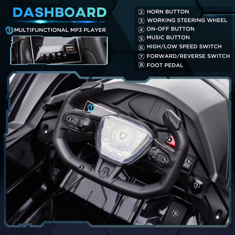 Battery-Powered Ride-On Toy with Remote Control and Suspension for Kids 3-6 Years Old Black Magic Cars 7