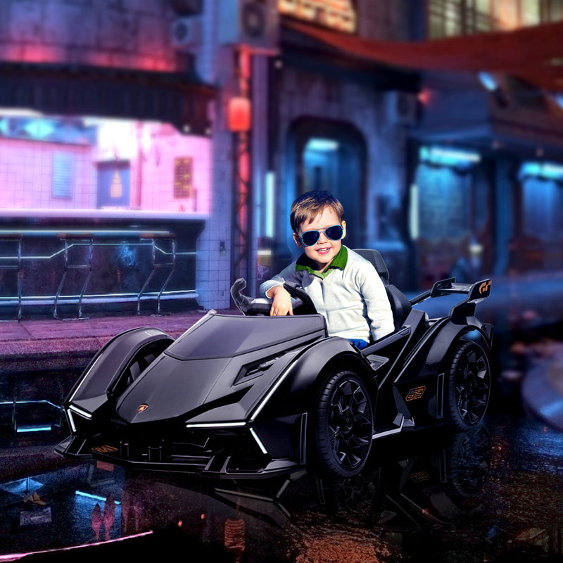 Battery-Powered Ride-On Toy with Remote Control and Suspension for Kids Ages 3-6, Black Magic Cars 8