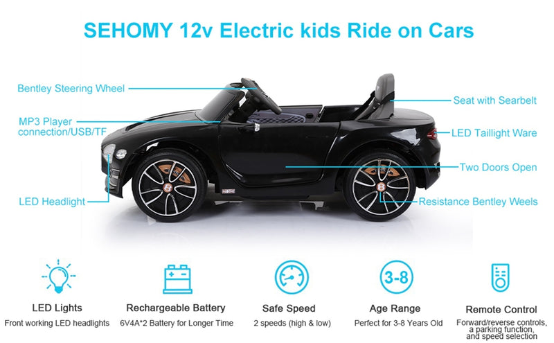 12V Electric Kids Ride-On Car with Remote Control, LED Lights, and MP3 Player Magic Cars 4
