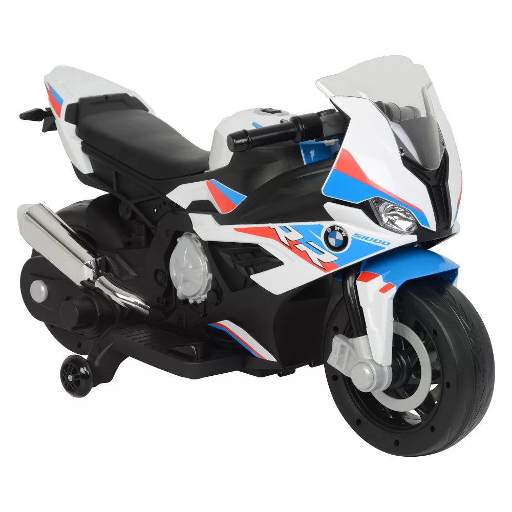 12V White BMW Motorcycle Powered Ride-On Car for Kids