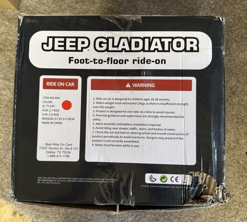 Red Ride-On Jeep Gladiator Push Car Combo with Damaged Box Magic Cars 1