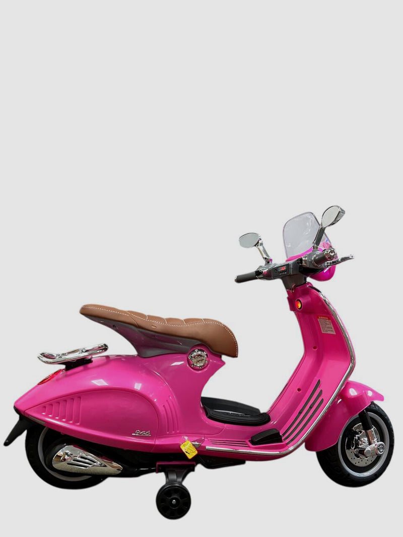 12V Pink Electric Ride-On Vespa Bike Scooter for Kids Ages 3-6 Magic Cars 2
