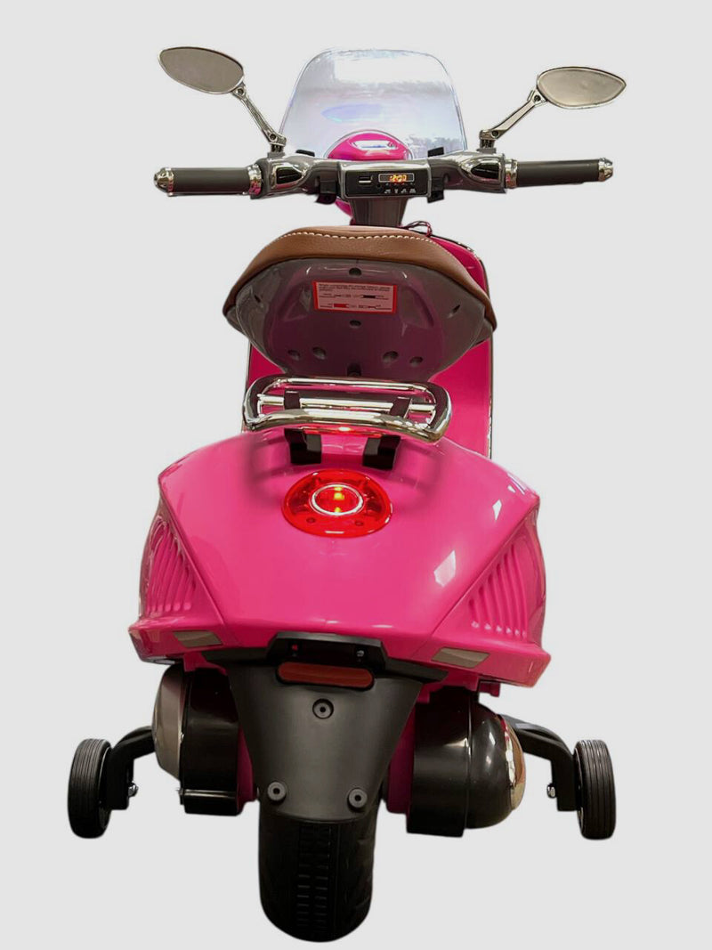 12V Pink Electric Ride-On Vespa Bike Scooter for Kids Ages 3-6 Magic Cars 4
