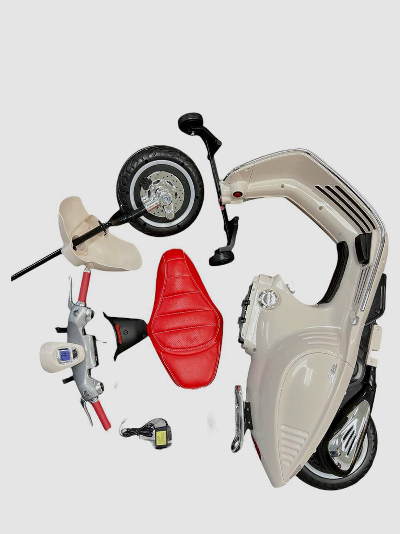 12V Electric Ride-On Vespa Scooter with Music for Kids Ages 3-6 Magic Cars 4