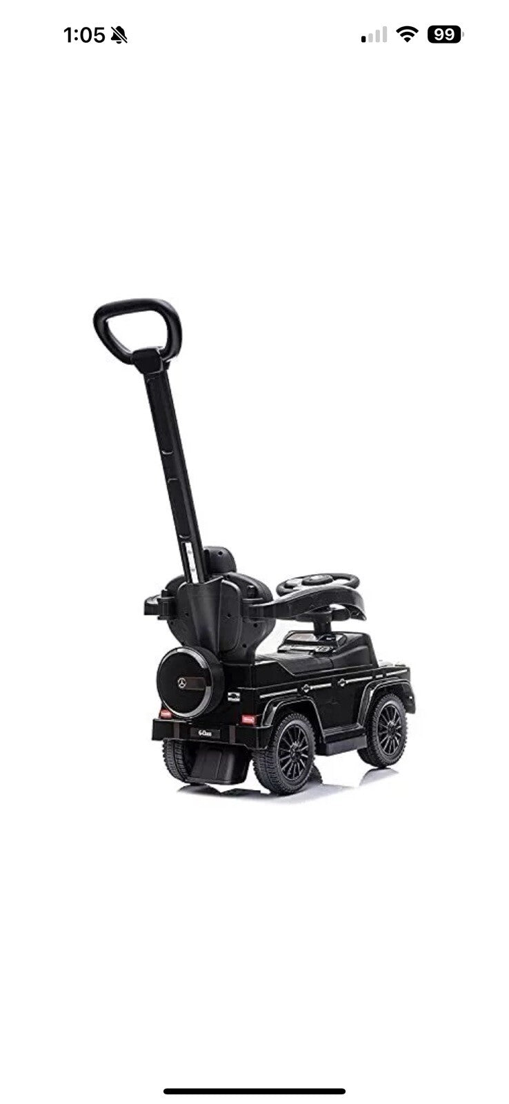 Mercedes Licensed 3-in-1 Kids Push Ride-On Car with Removable Safety Bars Magic Cars 3