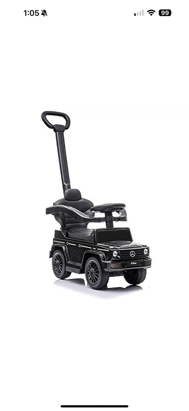 Mercedes Licensed 3-in-1 Kids Push Ride-On Car with Removable Safety Bars Magic Cars 4