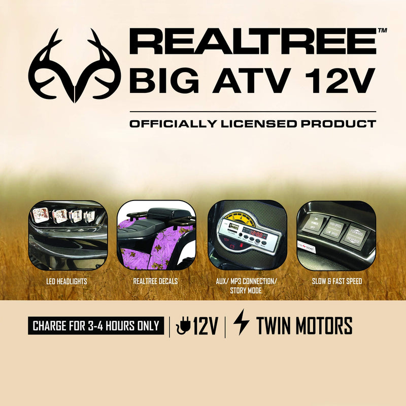 Ride-On Realtree ATV with Dual Speed Motor and Rechargeable Battery in Pink Magic Cars 7