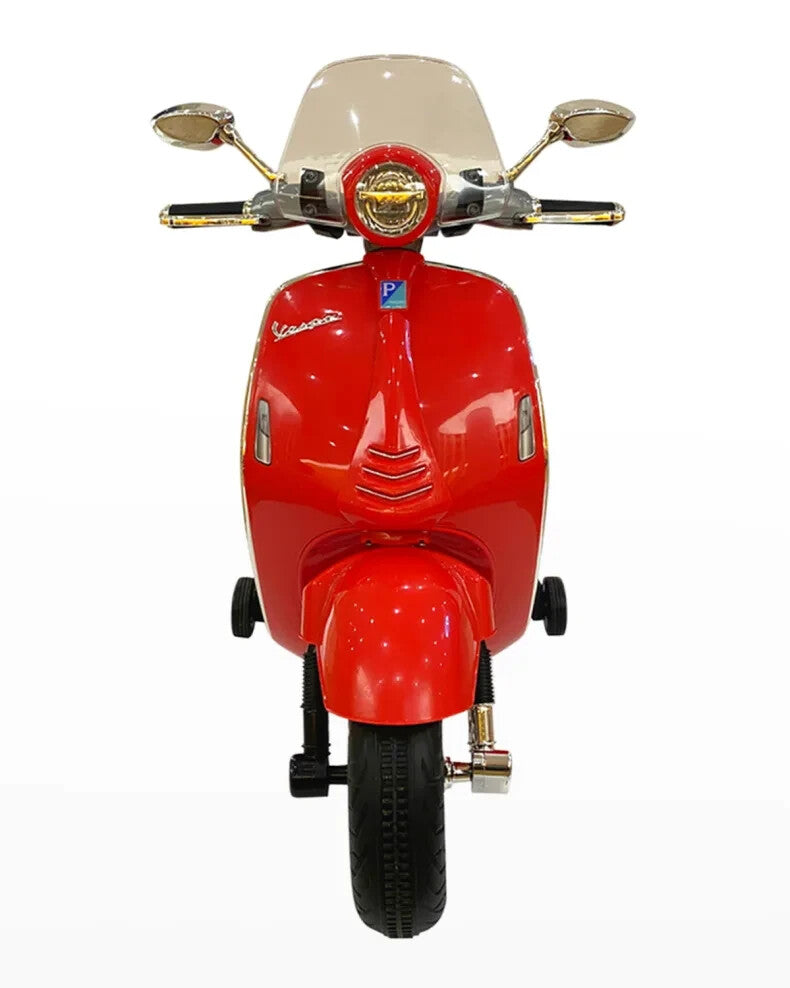 12V Red Ride-On Vespa Scooter Car Toy for Kids Magic Cars 3