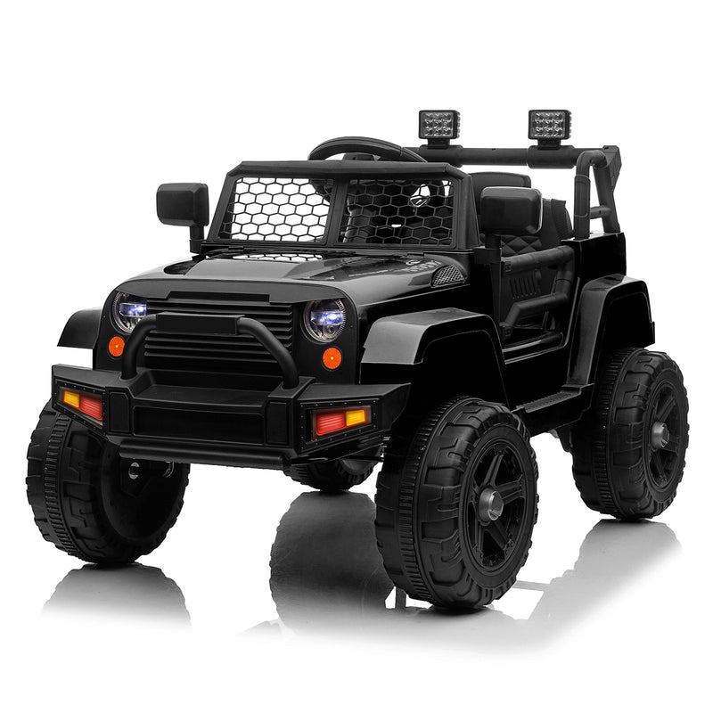 12V Black Kids Ride-On Truck with Remote Control, Power Wheels, and LED Lights Magic Cars 1