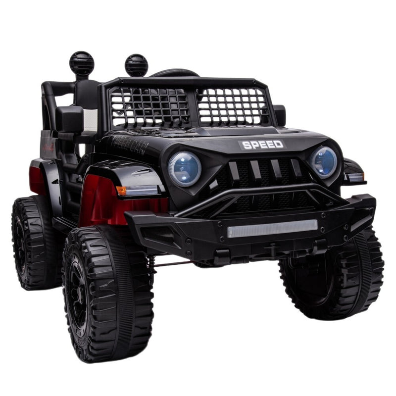 12V Black Kids Ride-On Truck with Remote Control, Power Wheels, and LED Lights Magic Cars 0