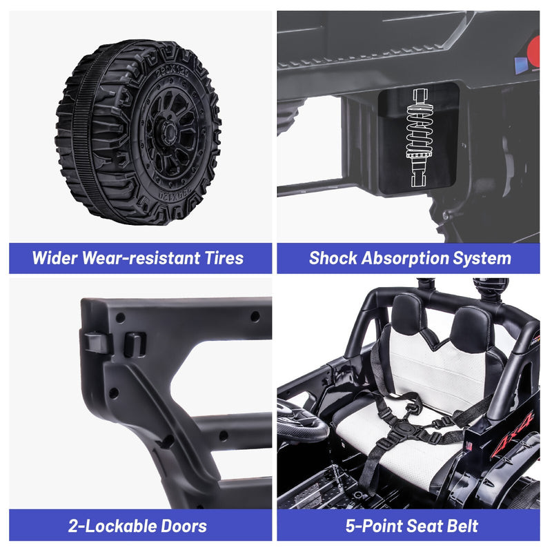 12V Black Kids Ride-On Truck with Remote Control, Power Wheels, and LED Lights Magic Cars 3