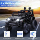 12V Black Kids Ride-On Truck with Remote Control, Power Wheels, and LED Lights Magic Cars 4