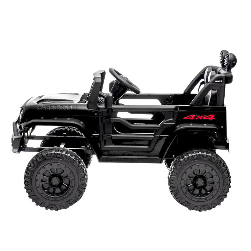 12V Black Kids Ride-On Truck with Remote Control, Power Wheels, and LED Lights Magic Cars 8