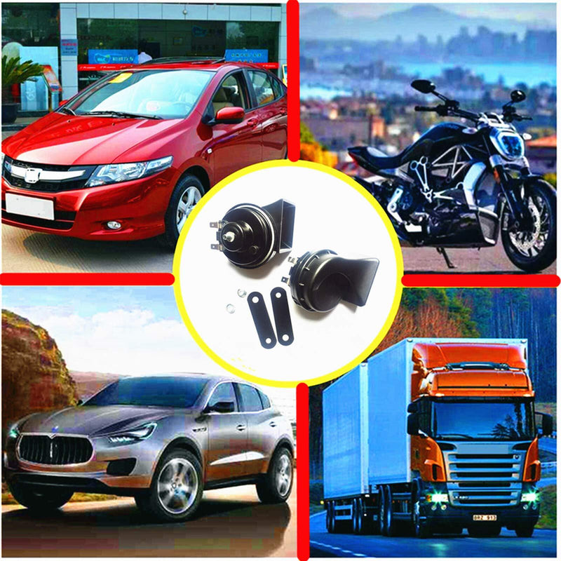 Black 140dB 12V Waterproof Car Air Horn with High and Low Tone and Mounting Bracket Magic Cars 6