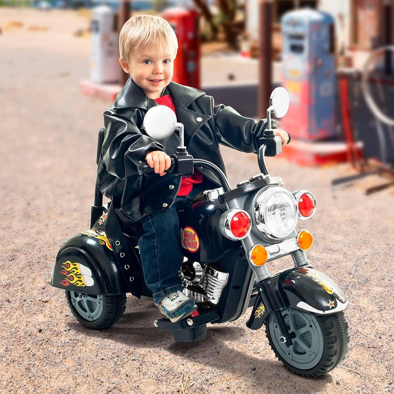 Black 3-Wheel Chopper Ride-On Motorcycle for Kids Safe and Easy to Use Magic Cars 3