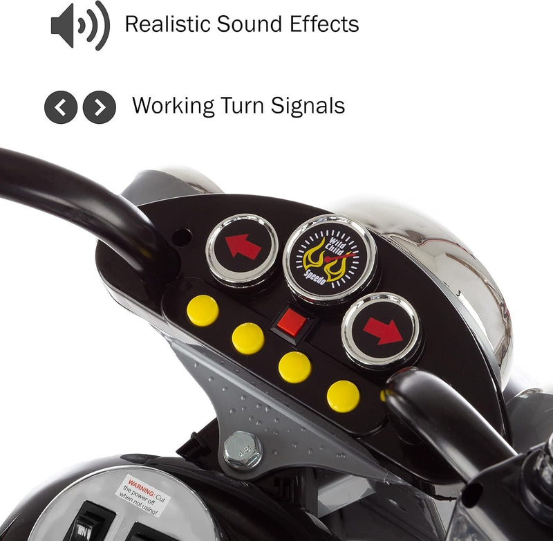 Black 3-Wheel Chopper Ride-On Motorcycle for Kids Safe and Easy to Use Magic Cars 6