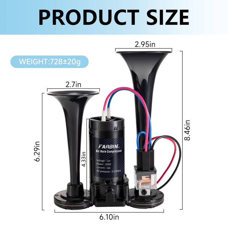 Black Air Horn for Trucks, Trains, and Cars with Loud Sound and Button Activation Magic Cars 4