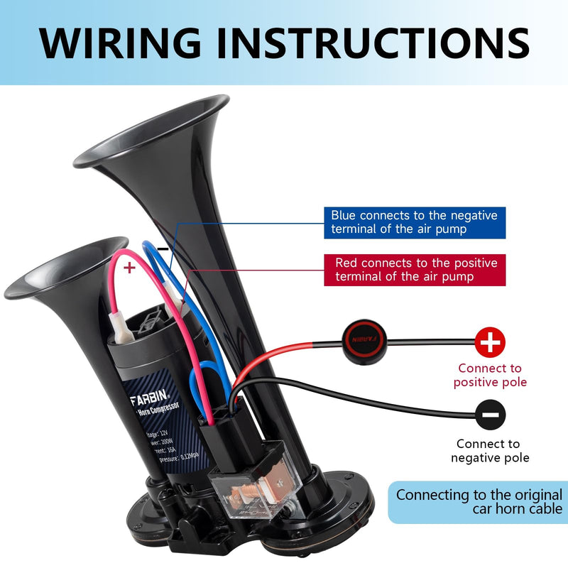 Black Air Horn for Trucks, Trains, and Cars with Loud Sound and Button Activation Magic Cars 5