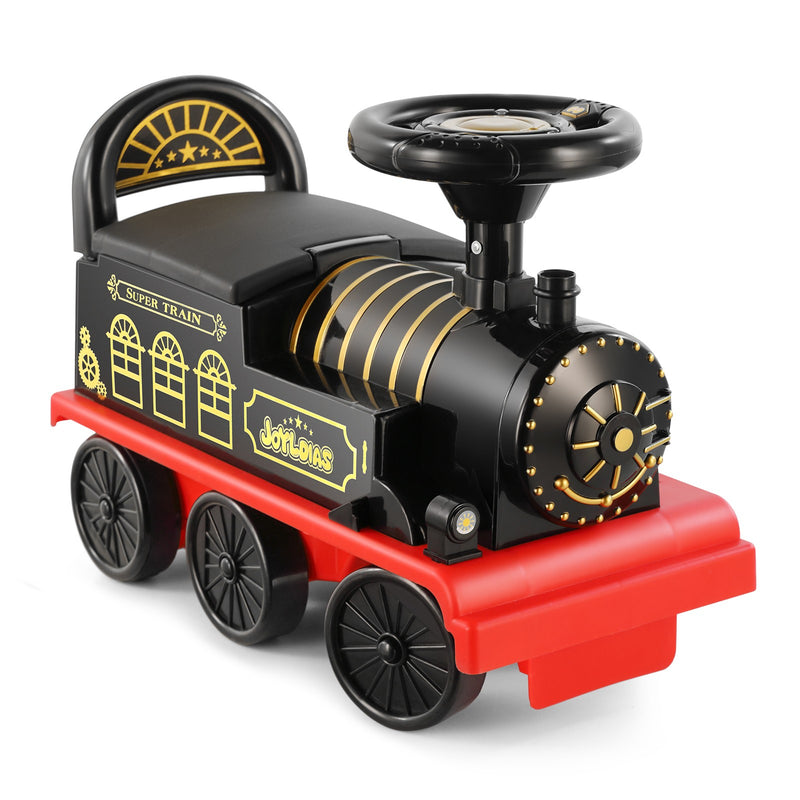 6V Electric Ride-On Train for Kids Ages 1-3 with Storage and Lights, Black/Blue Magic Cars 10