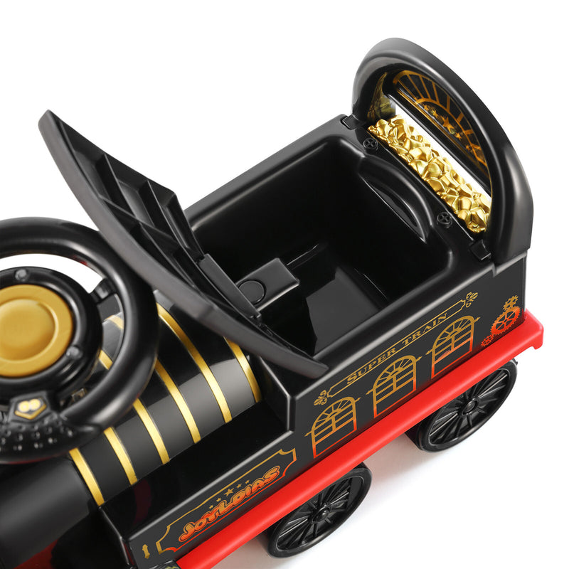 6V Electric Ride-On Train for Kids Ages 1-3 with Storage and Lights, Black/Blue Magic Cars 9