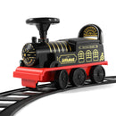 Electric 6V Kids Ride-On Train Car with Curved Tracks, Lights, and Music - Black/Blue Magic Cars 3