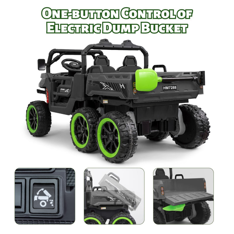 24V Electric 2-Seater Kids Ride-On Dump Truck with 4WD Off-Road Remote Control Magic Cars 4