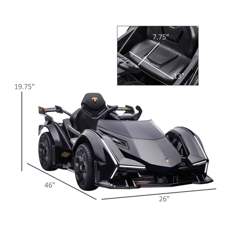 12V Black Lamborghini-Style Battery-Powered Kids Ride-On Sports Car with Remote Magic Cars 2