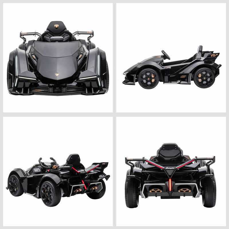 12V Black Lamborghini-Style Battery-Powered Kids Ride-On Sports Car with Remote Magic Cars 7