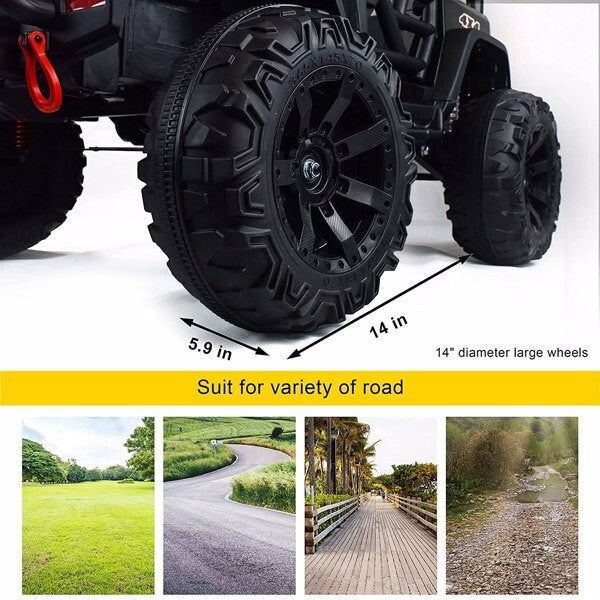 Black Battery-Powered Electric Ride-On Car for Kids with 2 Seats and Remote Control Magic Cars 3