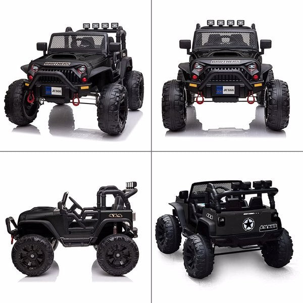 Black Battery-Powered Electric Ride-On Car for Kids with 2 Seats and Remote Control Magic Cars 4