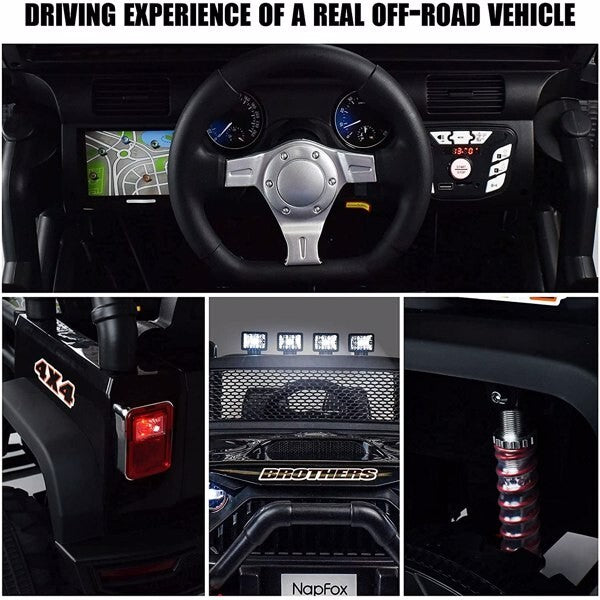 Black Battery-Powered Electric Ride-On Car for Kids with 2 Seats and Remote Control Magic Cars 1