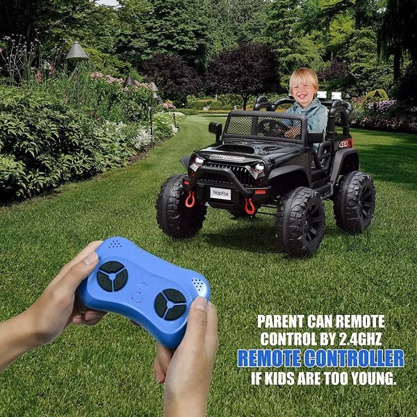 Black Battery-Powered Electric Ride-On Car for Kids with 2 Seats and Remote Control Magic Cars 2
