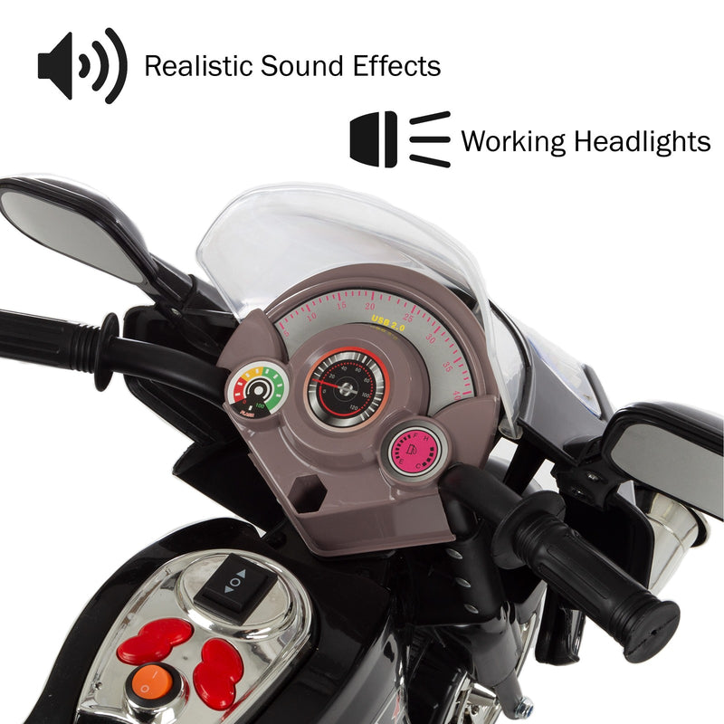 Black Electric Ride-On Motorcycle Tricycle for Kids Magic Cars 4