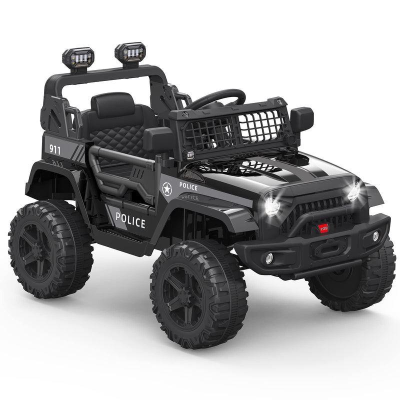 12V Black Ride-On Electric Truck Car for Kids with Remote Control and LED Lights Magic Cars 1