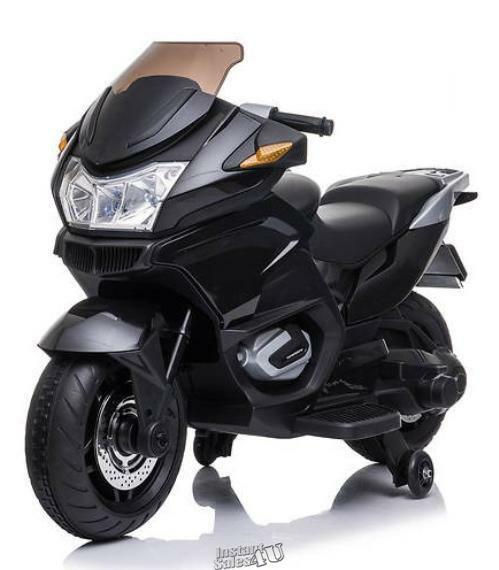 12V Black Ride-On Motorcycle with Front and Rear Lights, Music, and Two-Seat Design Magic Cars 0