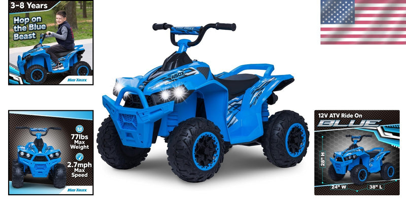 Blue 12V Electric Kids ATV Ride-On Quad with 77 lbs Weight Capacity Magic Cars 1