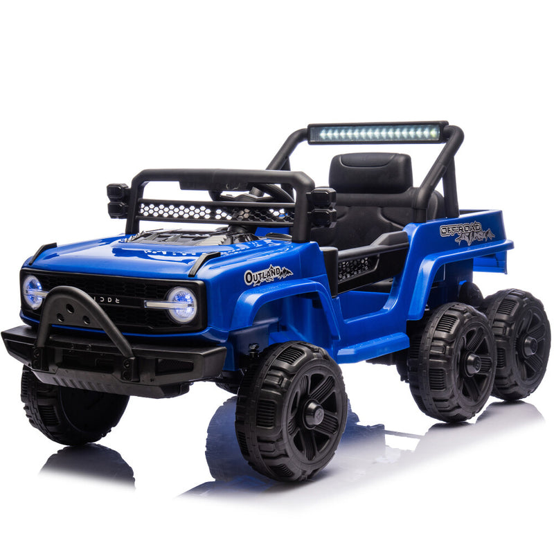12V Blue Kids 6-Wheel Electric Ride-On Jeep Truck with Remote, LED Lights, and Bluetooth Magic Cars 10