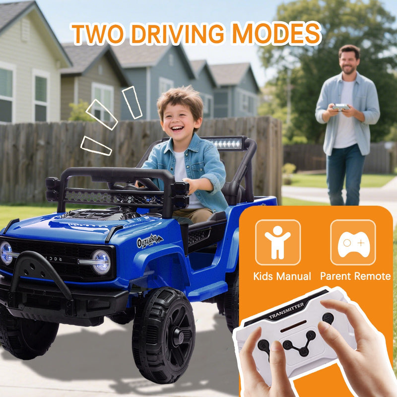 12V Blue Kids 6-Wheel Electric Ride-On Jeep Truck with Remote, LED Lights, and Bluetooth Magic Cars 5