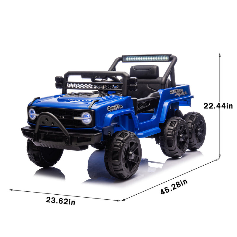 12V Blue Kids 6-Wheel Electric Ride-On Jeep Truck with Remote, LED Lights, and Bluetooth Magic Cars 9