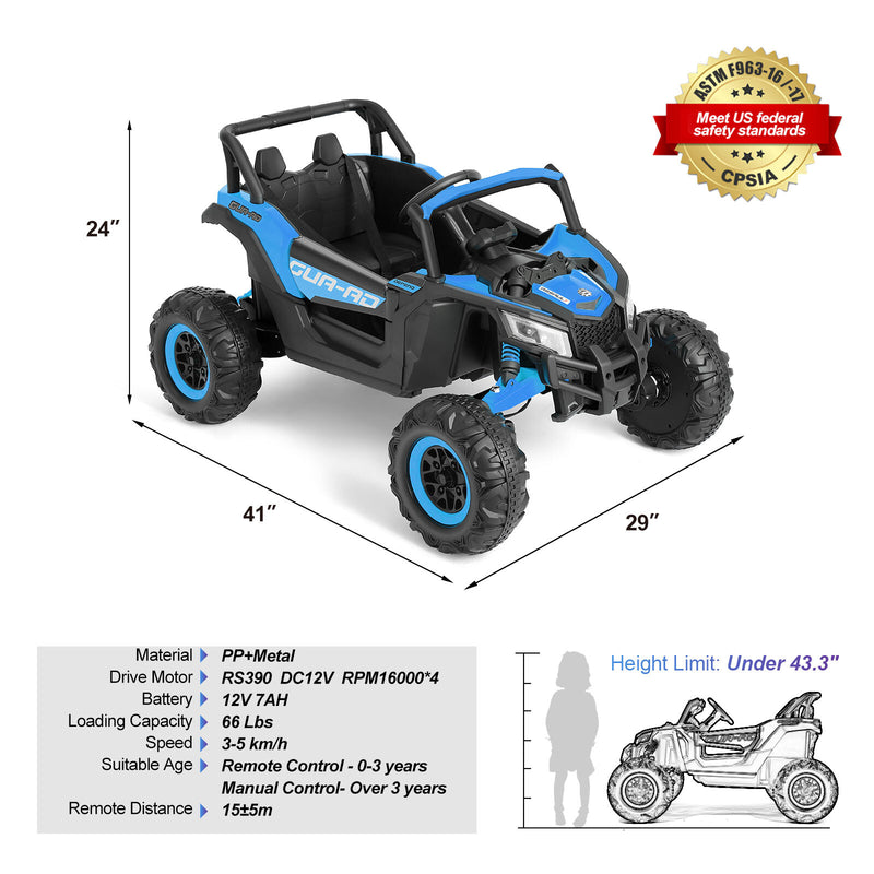 Blue 12V Kids Electric Ride-On Off-Road UTV Vehicle with Music, LED Lights, and Remote Control Magic Cars 1